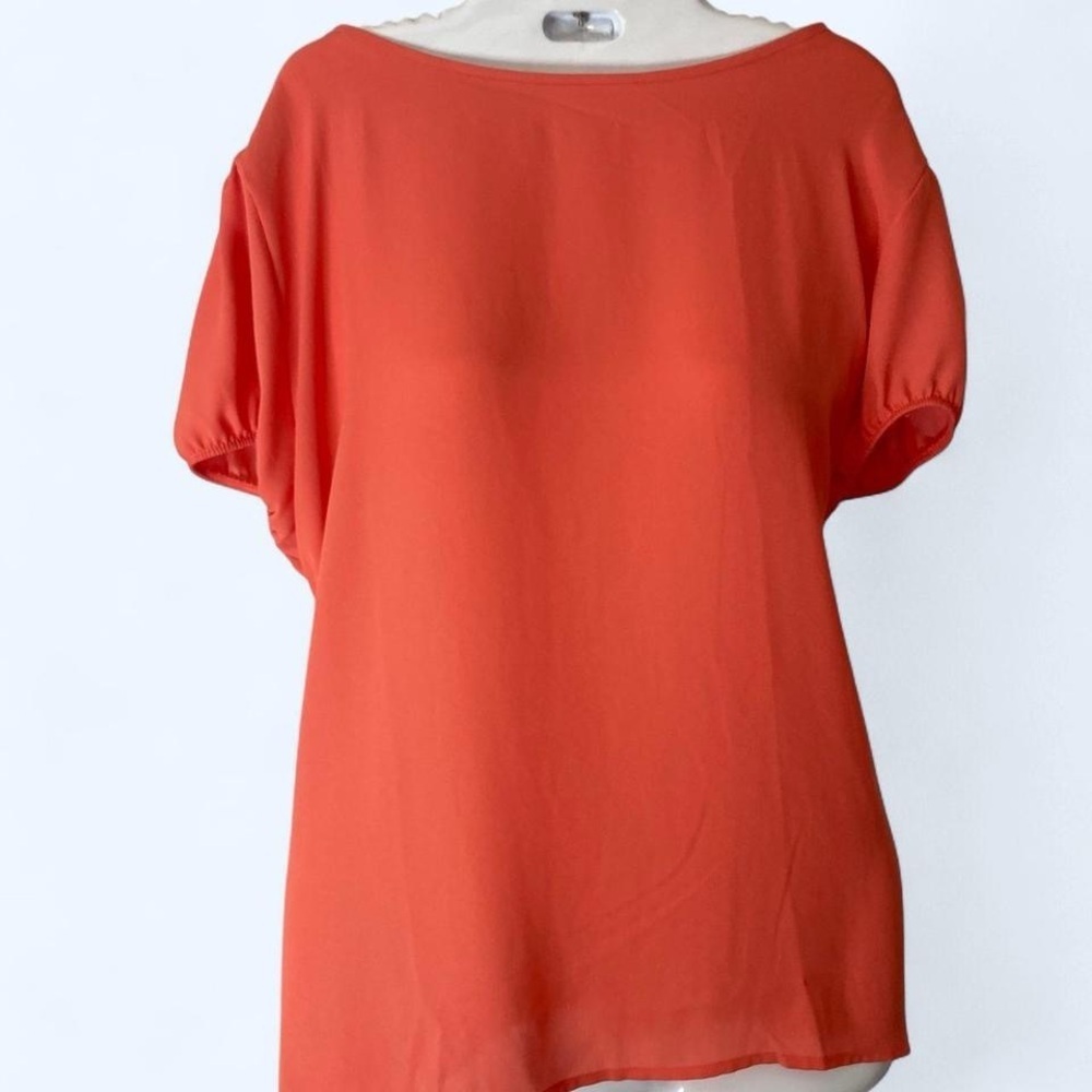 NY&CO sweet pea orange short sleeve blouse with bow in back nwt XL